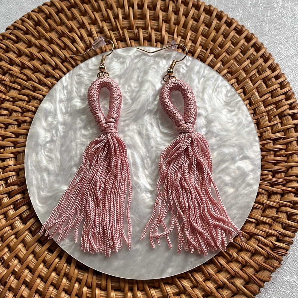 Light Pink Tassel Earrings